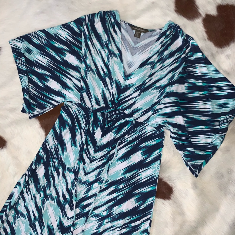 TOMMY BAHAMA Tropical Navy Teal Maxi Dress